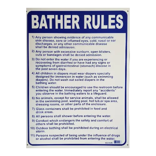 18" x 24" NJ Bather Rules Sign