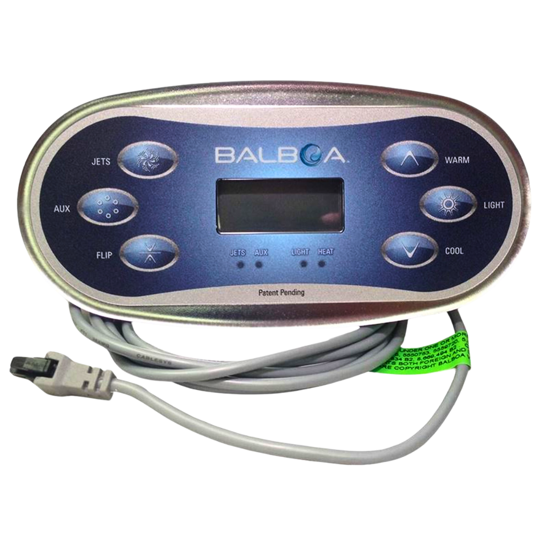 Balboa TP600 Spaside Control Panel, BP Series, w/Label: 80-12101, 7.1” x 3.5”, Oval, LCD (Model 55673)