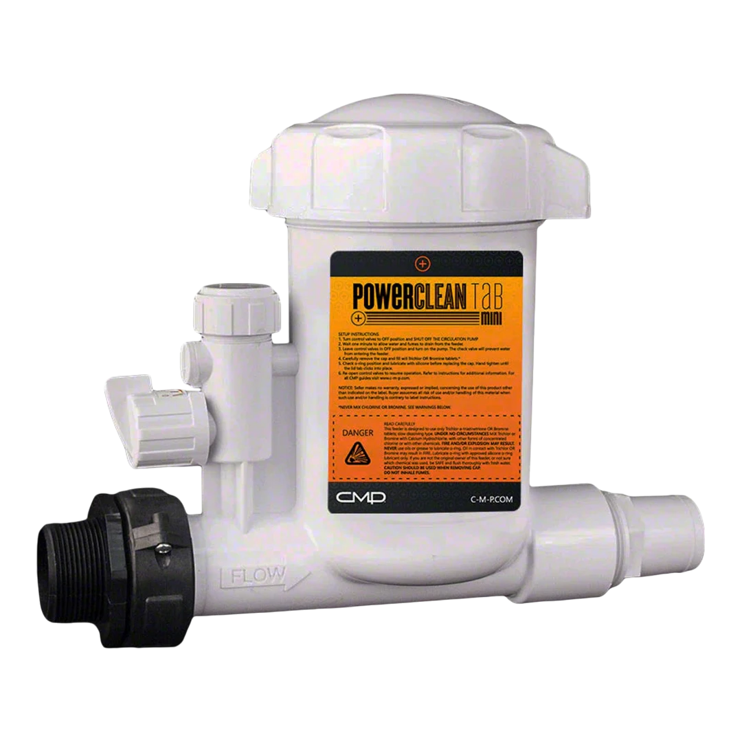 CMP PowerClean Tab Mini In-Line Chlorinator for pools up to 20000 gallons.