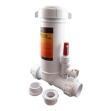 CMP PowerClean Tab Ultra In-Line Chlorinator with clear lid and flow meter