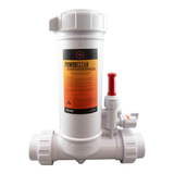 CMP PowerClean Tab Ultra In-Line Chlorinator with clear lid and flow meter