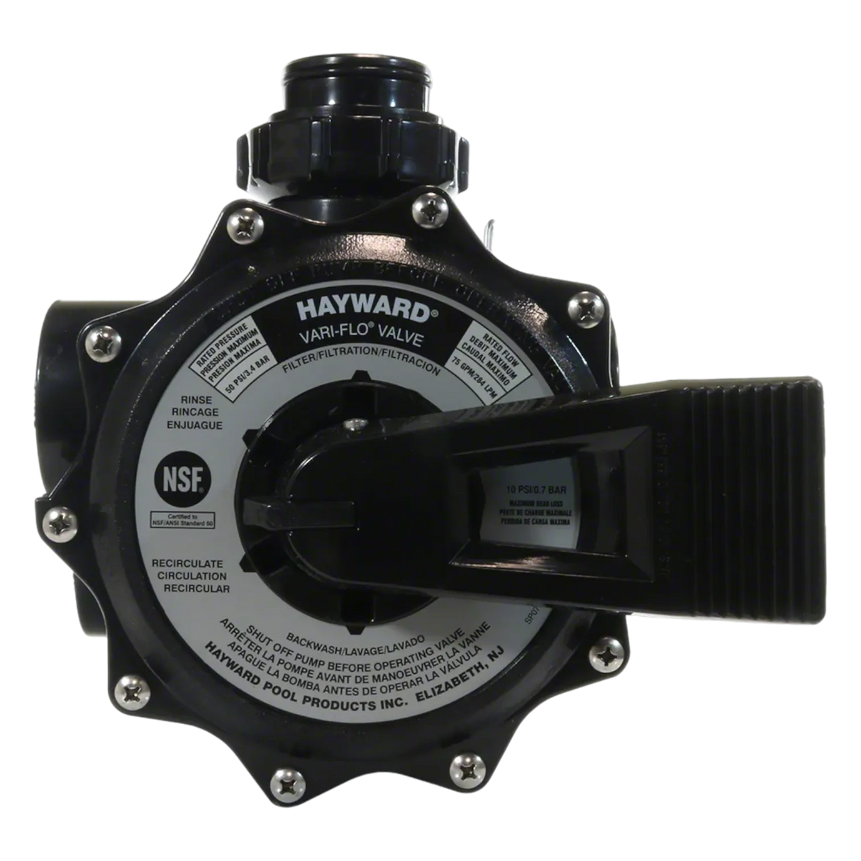 Hayward  2" Black Vari-Flo Side Mount Multiport Valve - SP0715X62