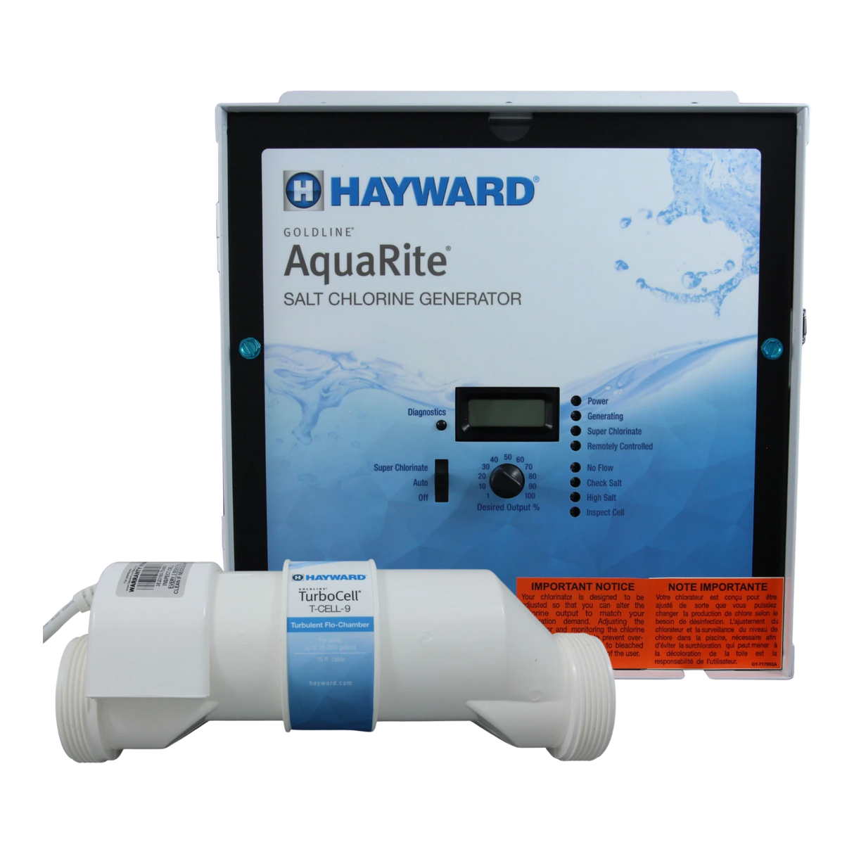 Hayward Aqua Rite W3AQR9 Salt Chlorination System for pools up to 25,000 gallons