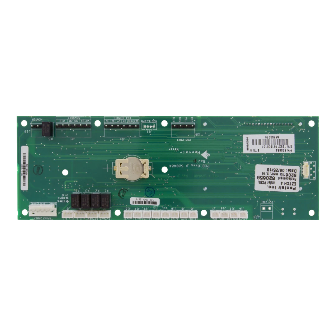 Pentair 520659 EasyTouch UOC Motherboard with 4 Auxiliary ports for pool control systems.