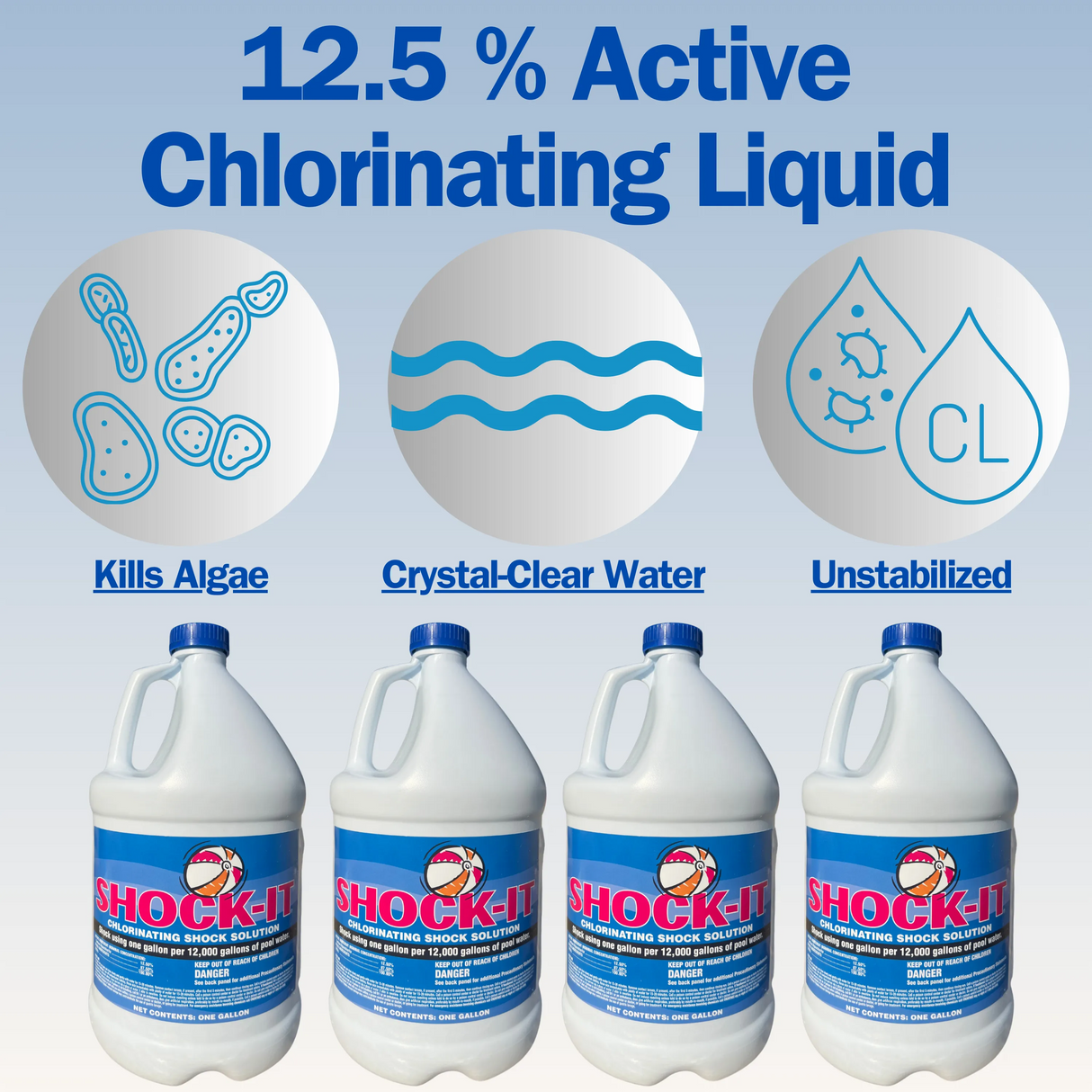 Shock-It Liquid Chlorine 12.5% Sodium Hypochlorite