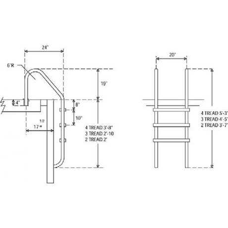 S.R. Smith 24" Economy Stainless Steel Ladder For Swimming Pools