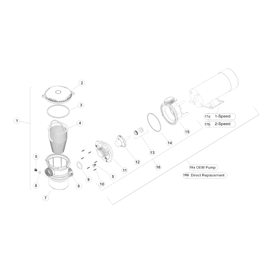 Waterway E-Series Pump 1.5 SPL 115V 2 Speed 48 Frame 1.5 Inch Ports OEM Replacement