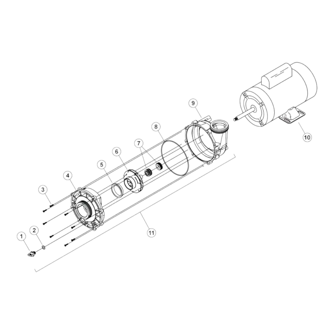 Waterway EX2 Pump 3.0 SPL 230V 2 Speed 48 Frame 2 Inch Ports OEM Replacement