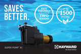 Hayward Super Pump® XE Ultra-High Efficiency Variable Speed 1.65HP | 115 / 230V | W3SP2610X15XE - EZ Pools